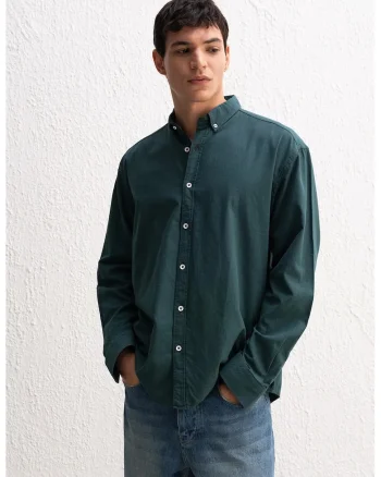 Camasa barbati,  supradimensionata, bumbac, Verde