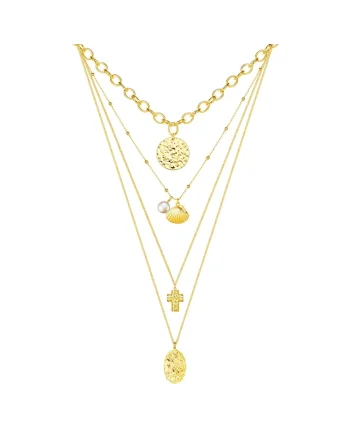 Colier stratificat placat cu aur de 14K, Auriu