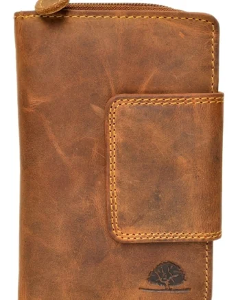 Portofel dama piele naturala maro antichizat 10 x 15 cm, Vintage,
