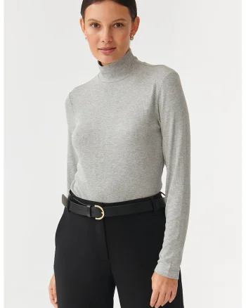 Bluza cu guler inalt Goltika, Gri deschis melange
