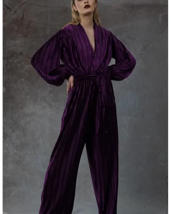 Salopeta maxi cu decolteu adanc in V Zamas, Violet