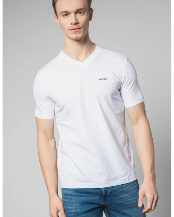 Tricou cu decolteu in V, Alb optic