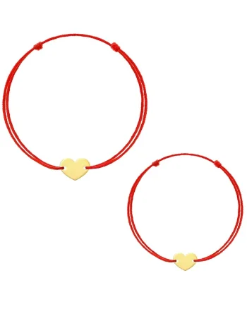 Set Bratari Kabbalah - Mama&Copil - cu pandantiv din Aur-8K - Heart