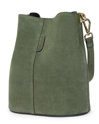 Geanta dama din piele intoarsa Milena verde