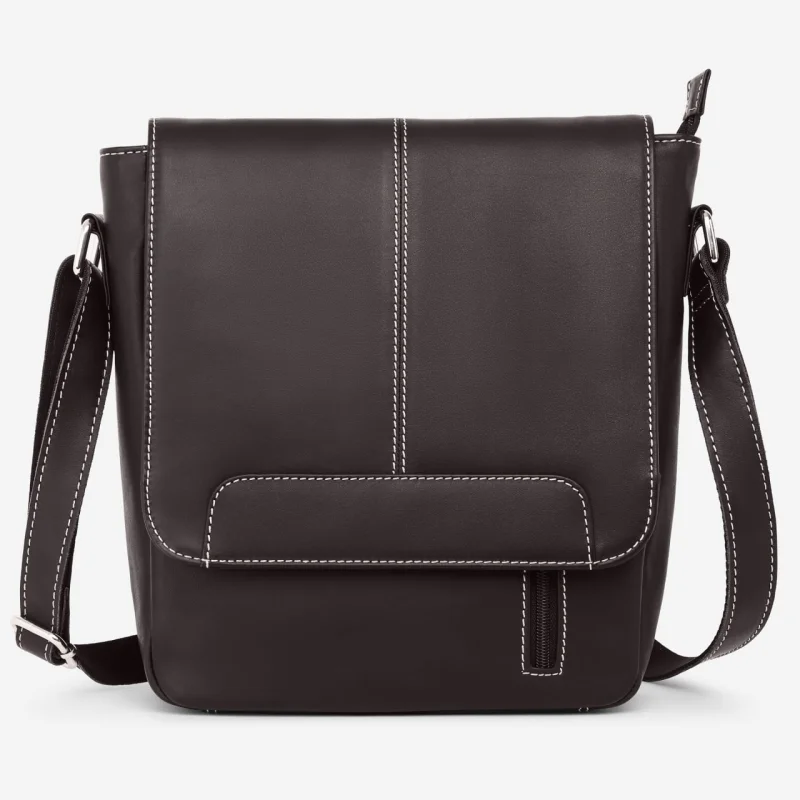 Geanta de umar unisex, Gabrielle, GT3873, piele naturala, Maro inchis
