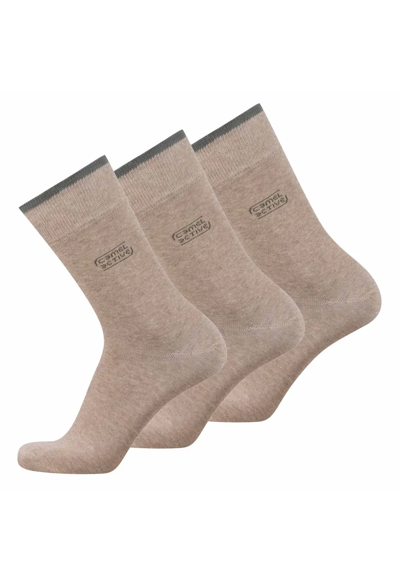 Set de sosete lungi din amestec de bumbac organic - 3 perechi, Bej