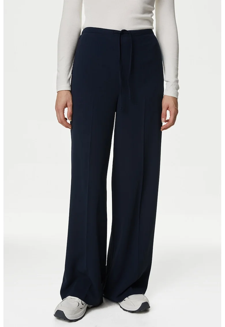 Pantaloni ampli cu talie inalta, Albastru ultramarin