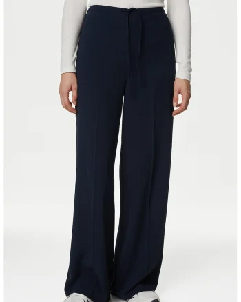 Pantaloni ampli cu talie inalta, Albastru ultramarin