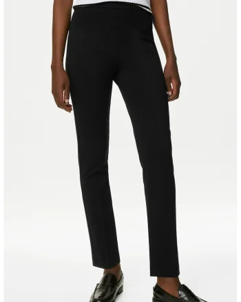 Pantaloni slim fit cu talie inalta, Negru