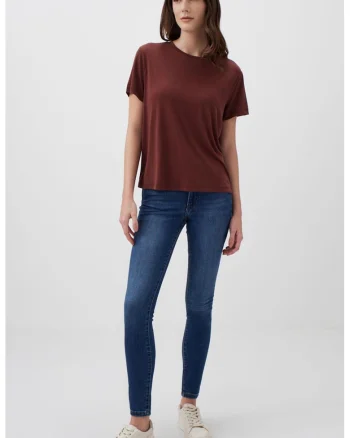 Tricou lejer din amestec de modal, Maro cognac