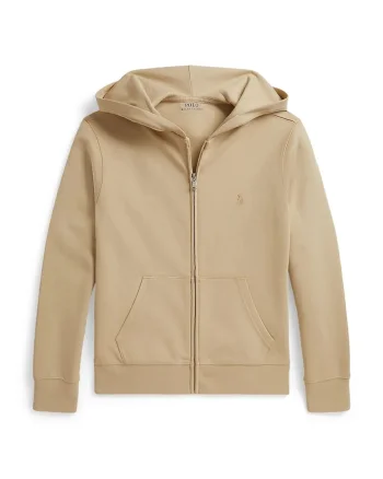 Polo Ralph Lauren hanorac cu fermoar și glugă pentru copii cu bumbac