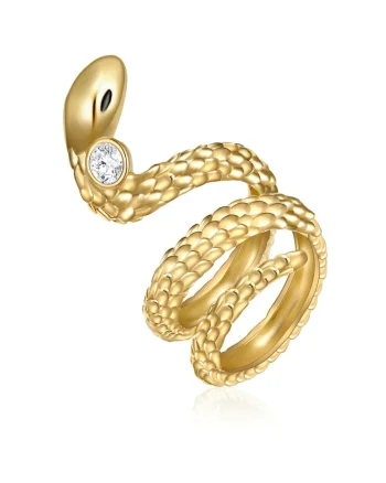 Inel placat cu aur de 14K, cu model sarpe