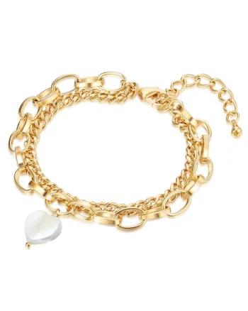 Bratara placata cu aur de 14K si decorata cu Mother of Pearl, Auriu