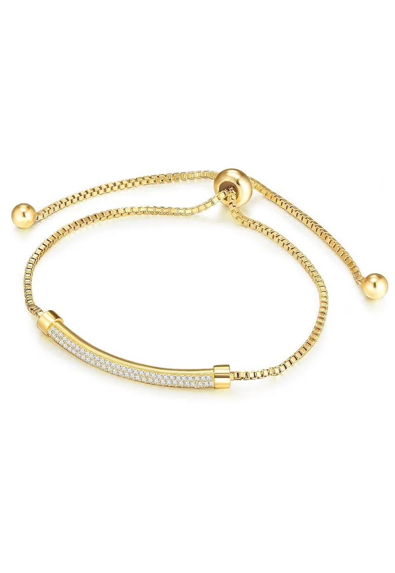 Bratara placata cu aur de 14K si decorata cu zirconia, Auriu