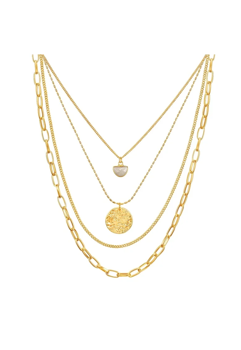 Colier stratificat placat cu aur de 14K, Auriu