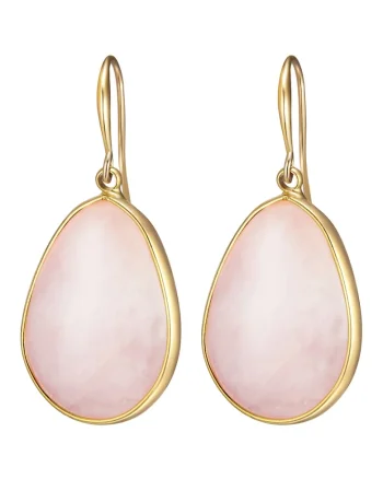 Cercei drop decorati cu quartz rose, Auriu