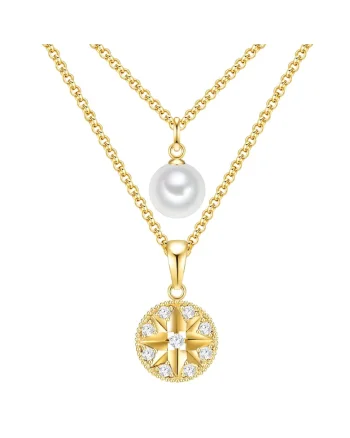 Colier placat cu aur de 14k, cu siraguri mulitple, Auriu