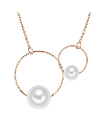 Colier placat cu aur rose de 14K si decorat cu perle sintetice, Auriu rose