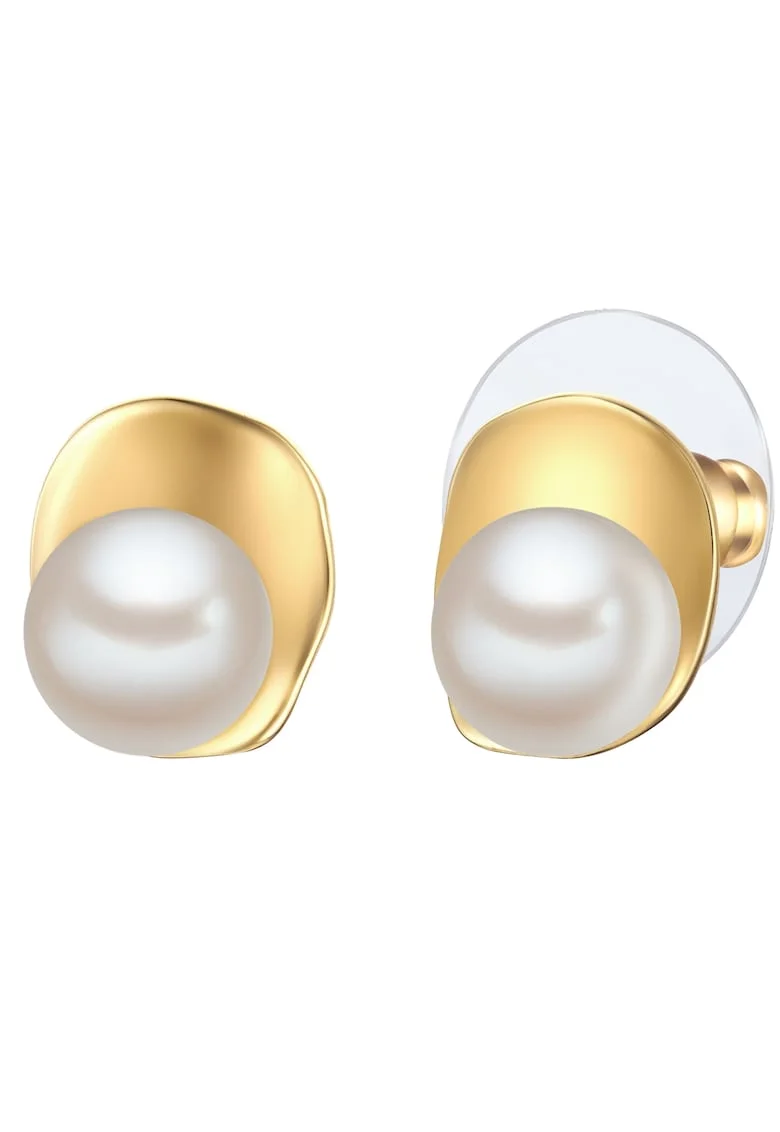 Cercei de aur de 14K filat cu perle de cultura, Auriu