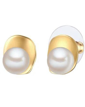 Cercei de aur de 14K filat cu perle de cultura, Auriu