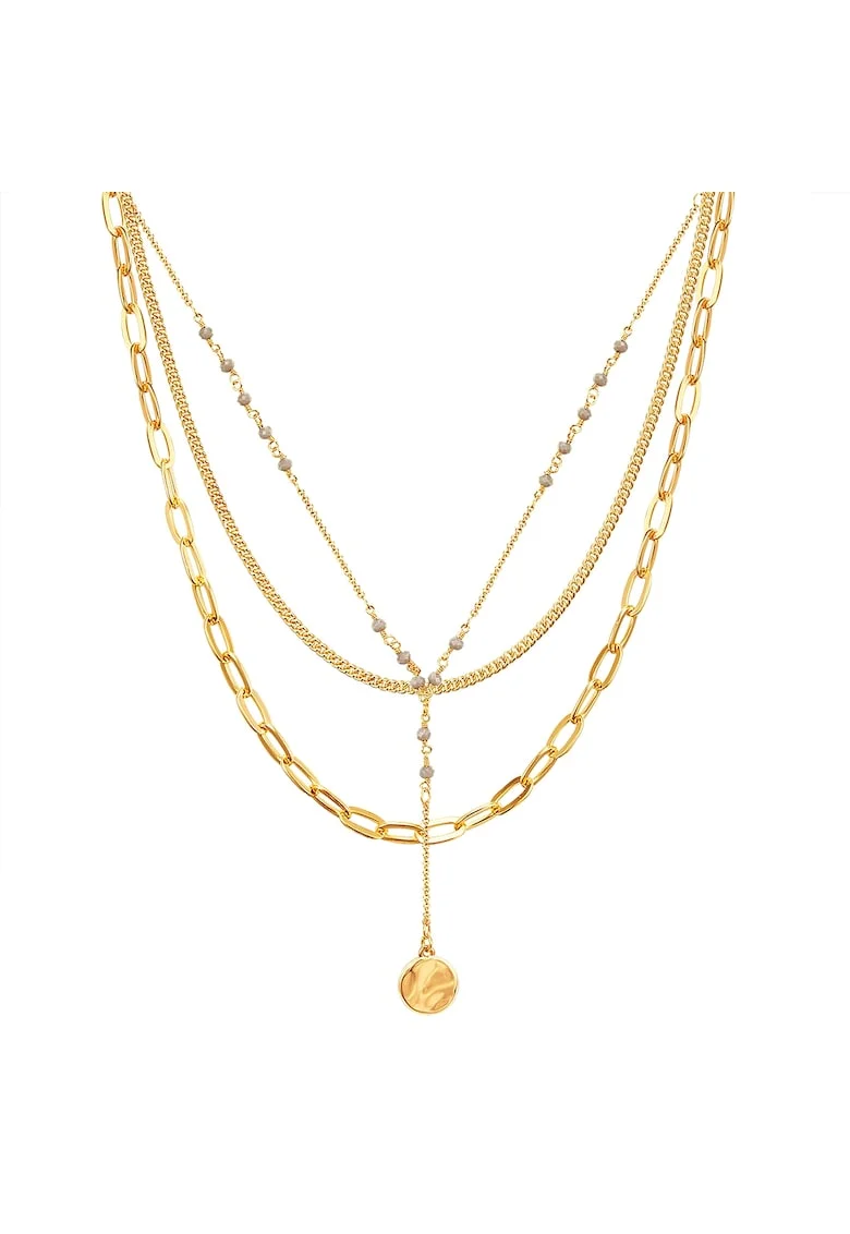 Colier placat cu aur de 14k, cu siraguri mulitple, Auriu