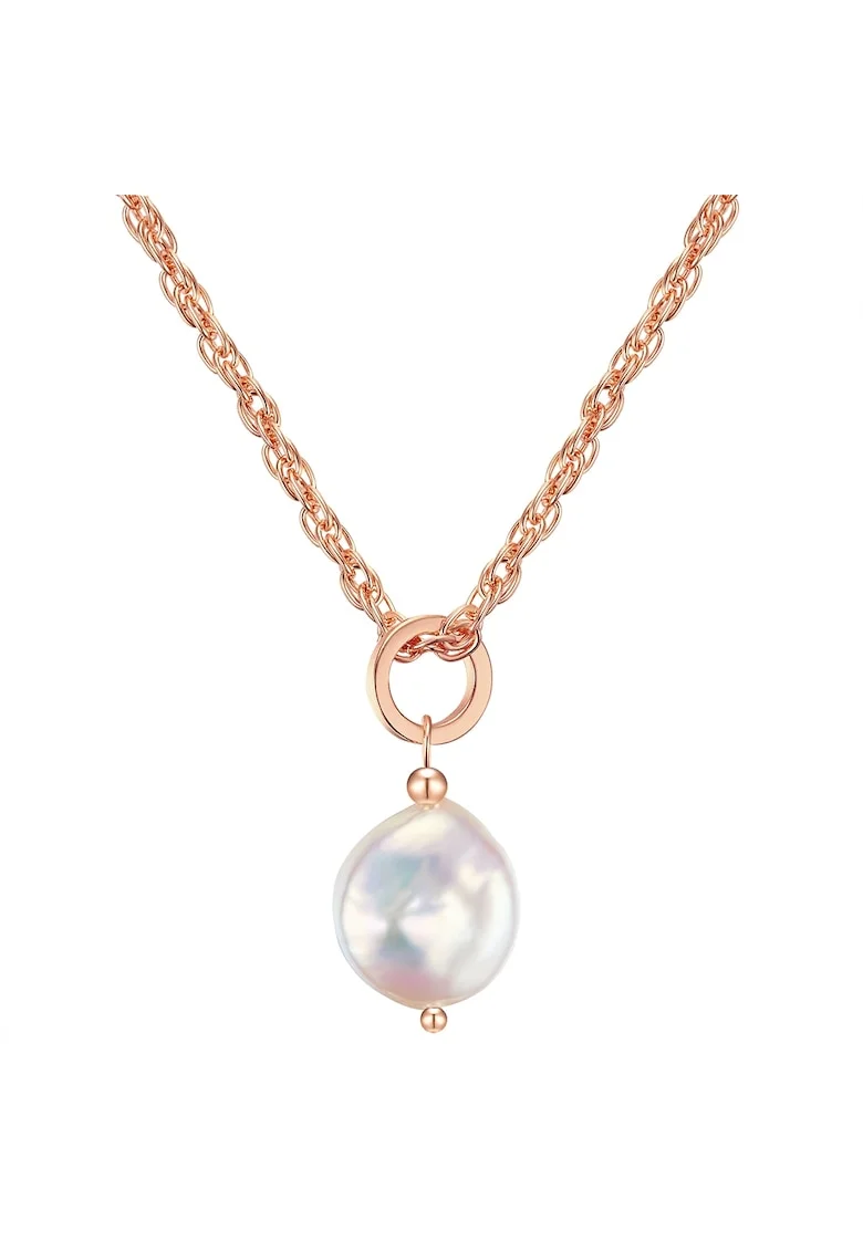 Colier de aur de 14K filat, cu pandantiv cu perla, Auriu rose