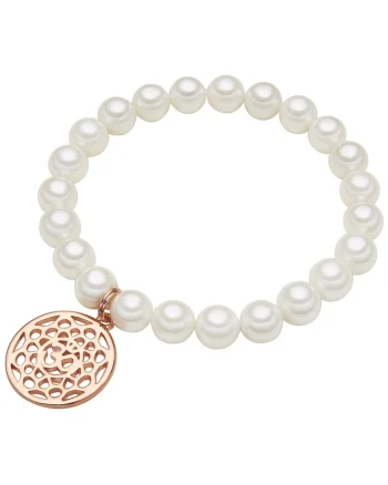 Bratara de aur de 14K filat cu perle, Alb