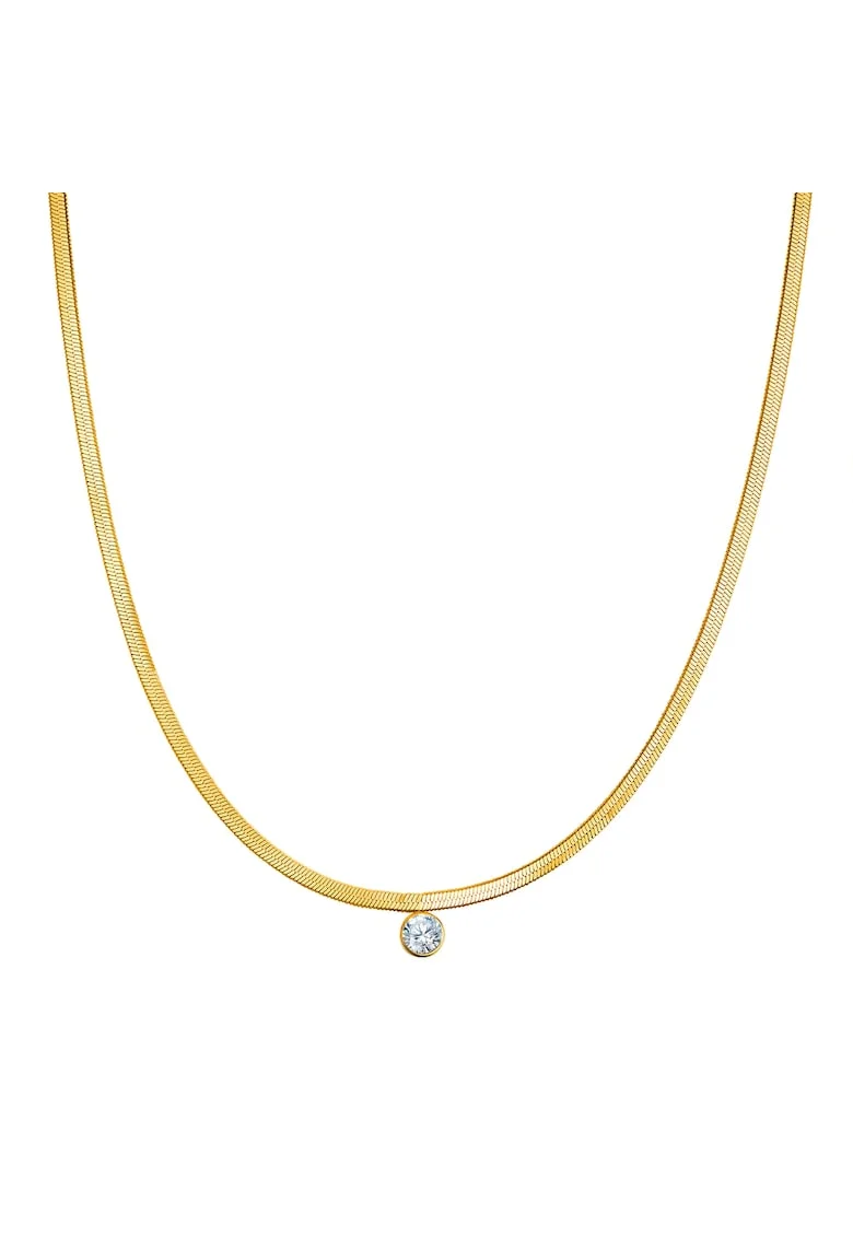 Colier placat cu aur de 14K si decorat cu zirconiu, Auriu