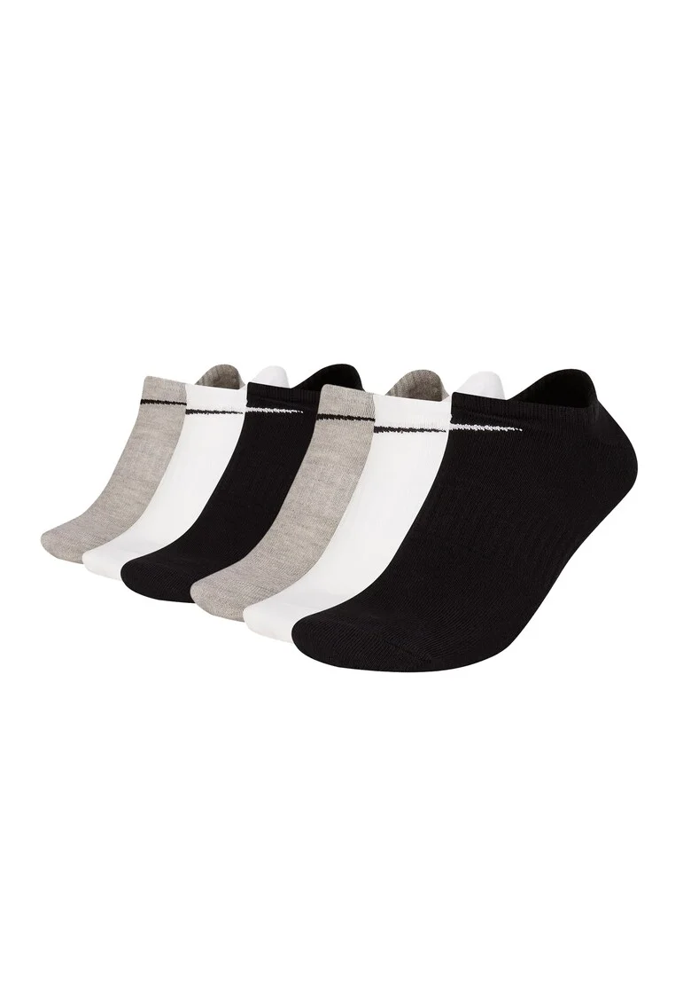 Set de sosete unisex pana la glezna - 6 perechi, Alb/Negru/Gri