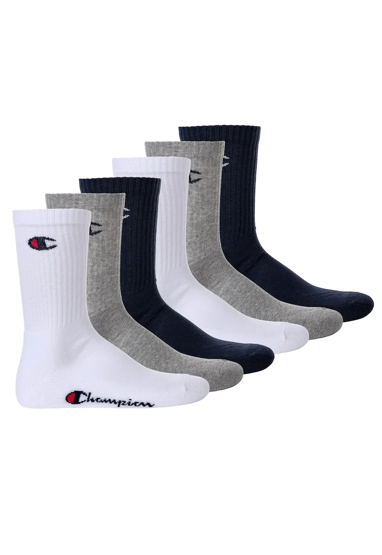 Set de sosete lungi unisex - 6 perechi, Alb/Gri/Albastru