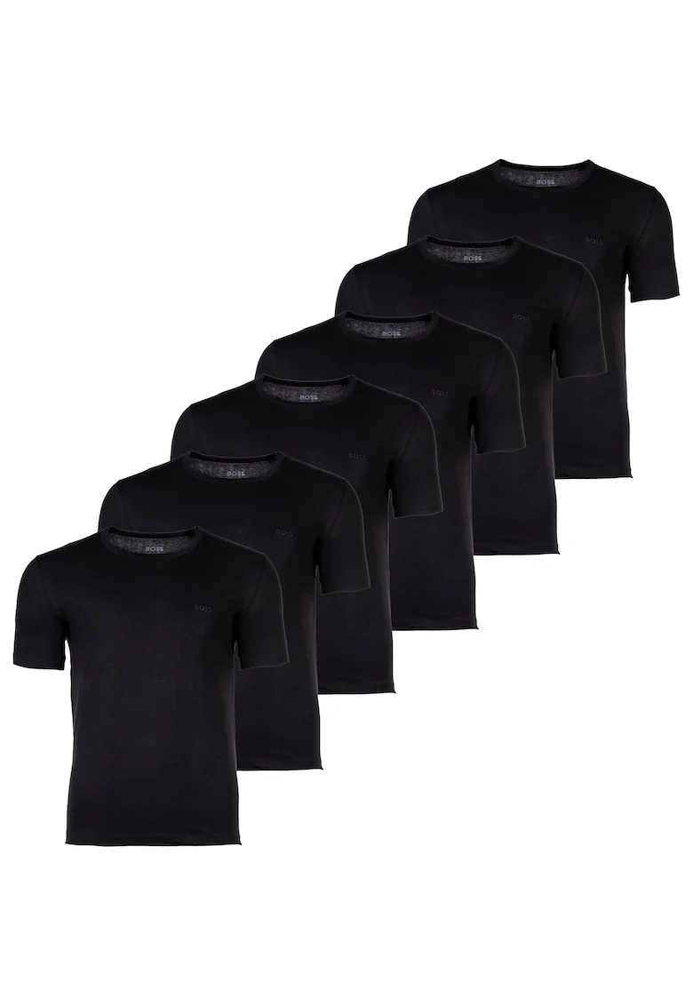 Set de tricouri cu decolteu rotund - 6 piese, Negru