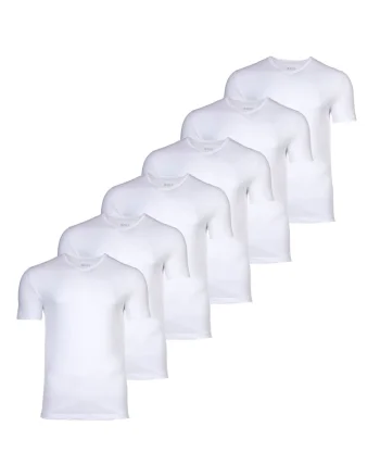Set de tricouri cu decolteu in V - 6 piese, Alb