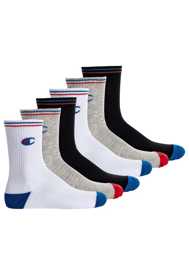 Set de sosete scurte unisex cu model - 3 perechi, Alb/Negru/Gri