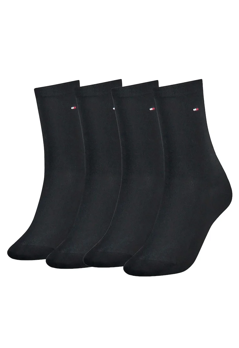 Set de sosete lungi cu logo brodat - 4 perechi, Albastru inchis