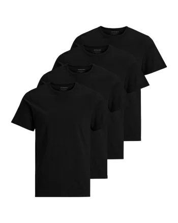 Set de tricouri cu decolteu la baza gatului Basic - 4 piese, Negru