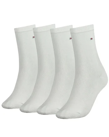 Set de sosete lungi cu logo brodat - 4 perechi, Alb
