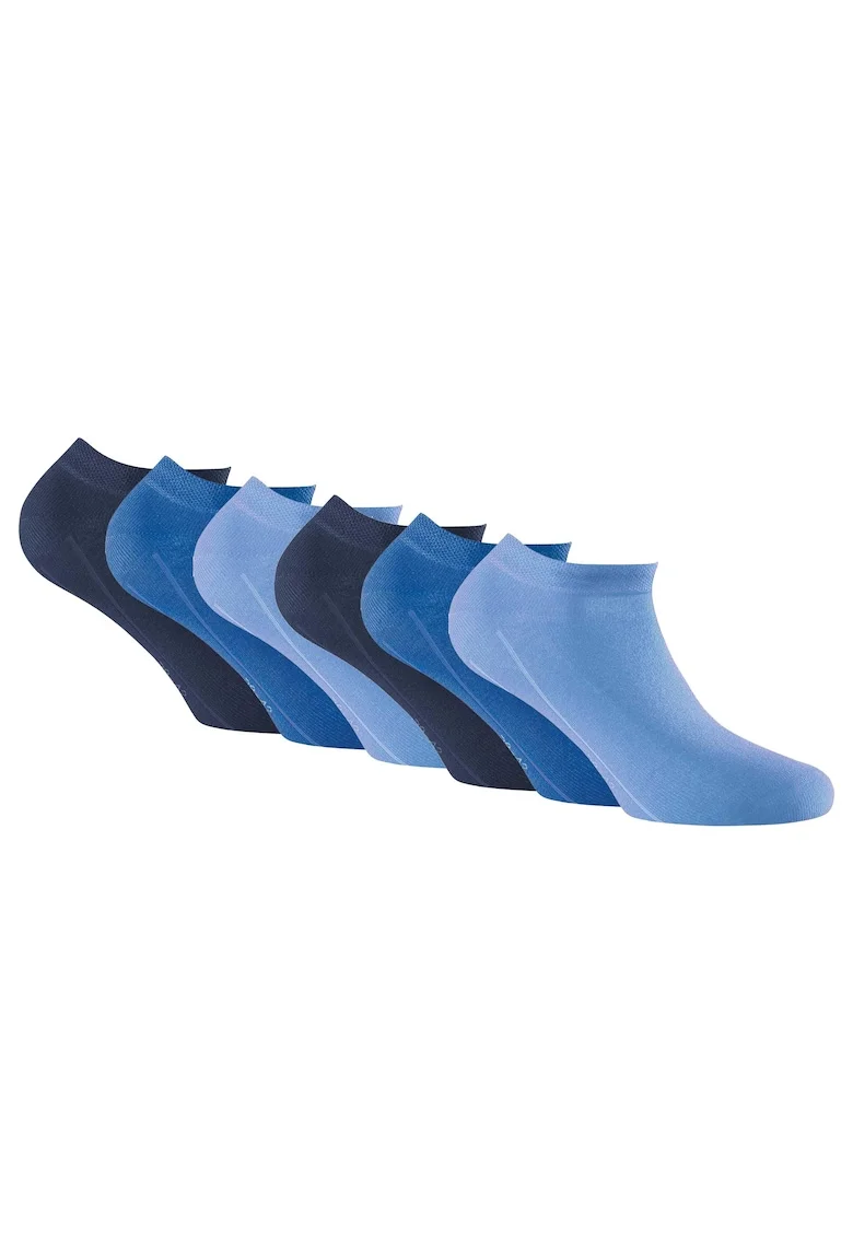 Rohner, Set de sosete pana la glezana, unisex - 6 perechi, Albastru