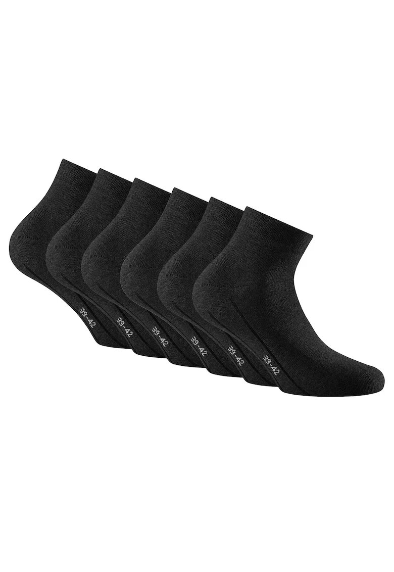 Rohner, Set de sosete pana la glezana, unisex - 6 perechi, Negru