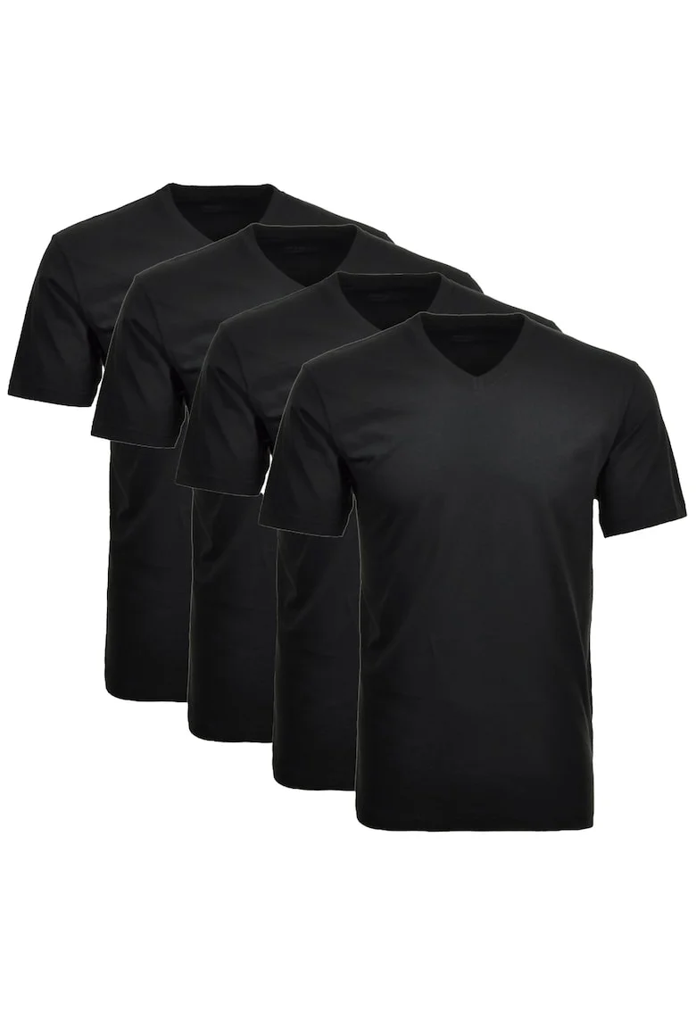 Set de tricouri de casa cu decolteu in V - 4 piese, Negru