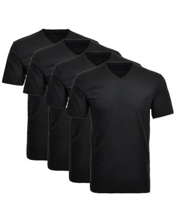 Set de tricouri de casa cu decolteu in V - 4 piese, Negru