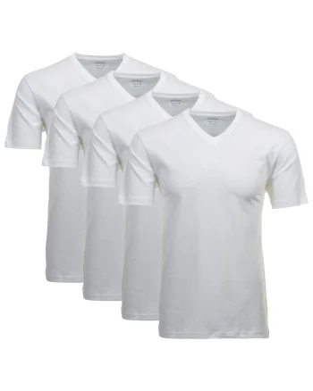 Set de tricouri de casa cu decolteu in V - 4 piese, Alb