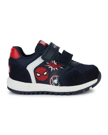 Pantofi sport cu inchidere velcro si model Spider-Man, Rosu/Bleumarin