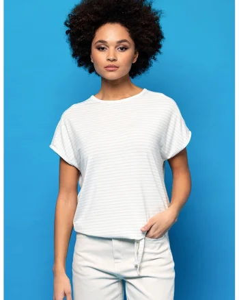 Tricou cu dungi Madlin, Alb