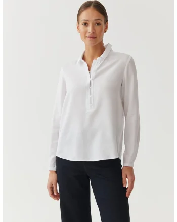Bluza de lyocell cu fenta cu nasturi Beneti, Alb