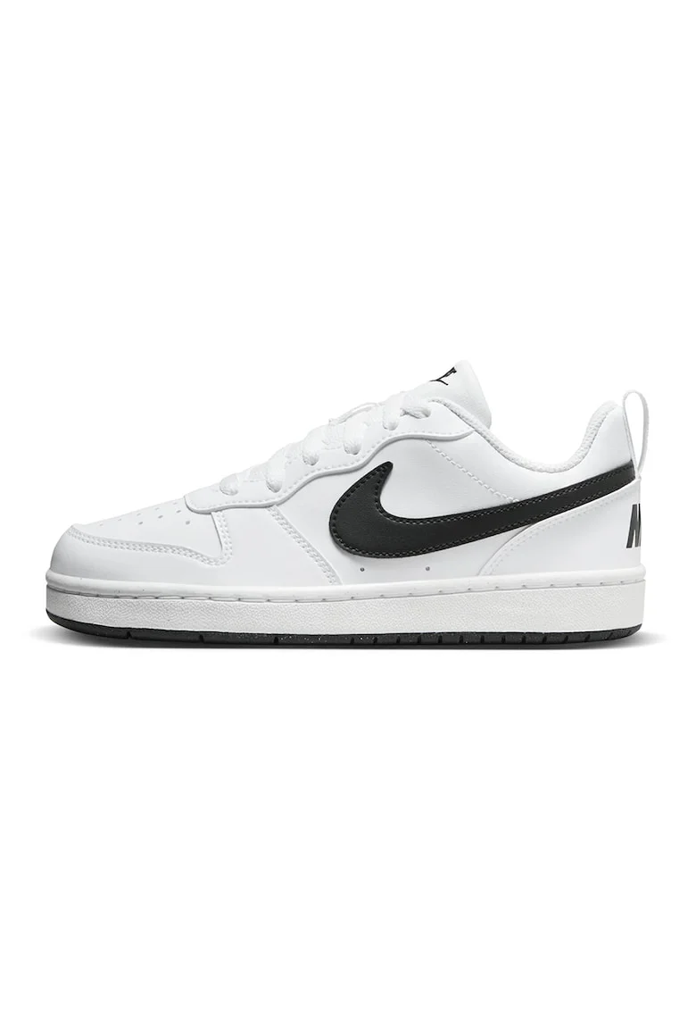 Pantofi sport din piele ecologica Court Borough, Alb/Negru