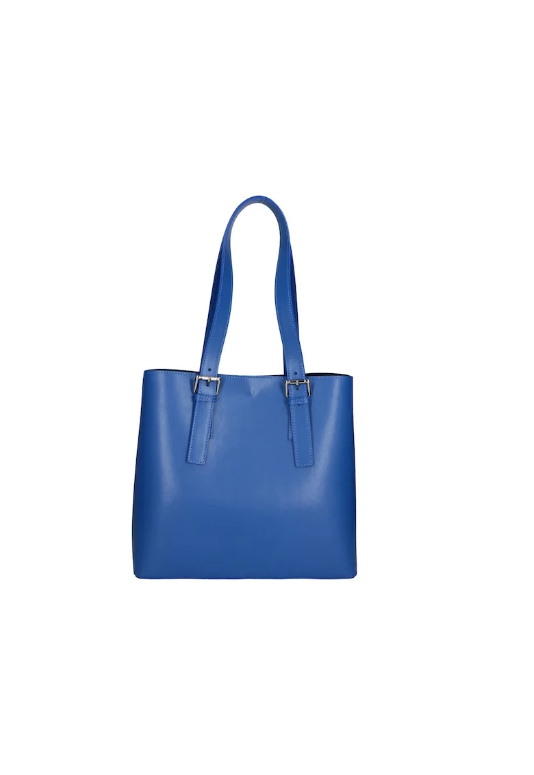 Geanta tote de piele cu etui detasabil, Albastru royal
