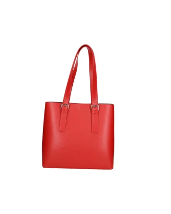 Geanta tote de piele cu etui detasabil, Rosu inchis