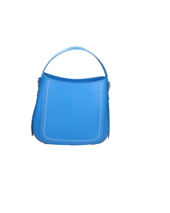 Geanta de piele cu bareta detasabila 24509, Albastru deschis