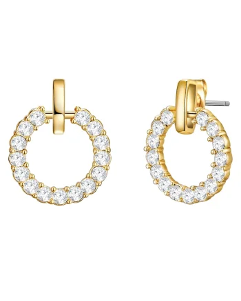 Cercei placati cu aur de 14K si decorati cu cristale, Auriu