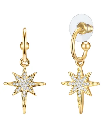 Cercei placati cu aur de 14K si decorati cu cristale, Auriu